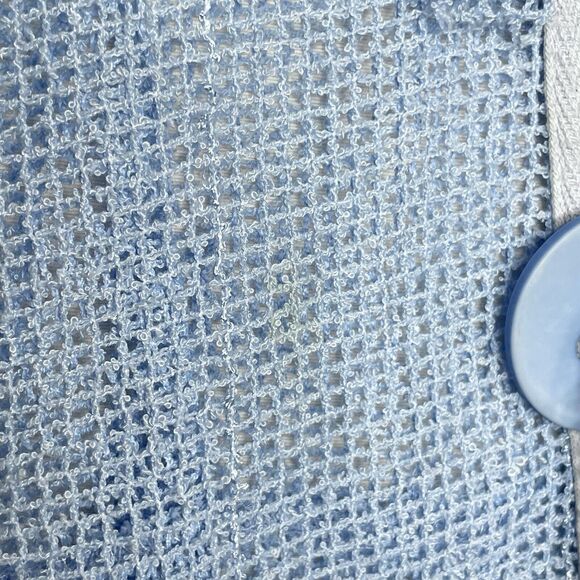 Blue Mesh Knit Cardigan Top One Size Sheer Oversized Button Front Coquette Fairy - Picture 6 of 7